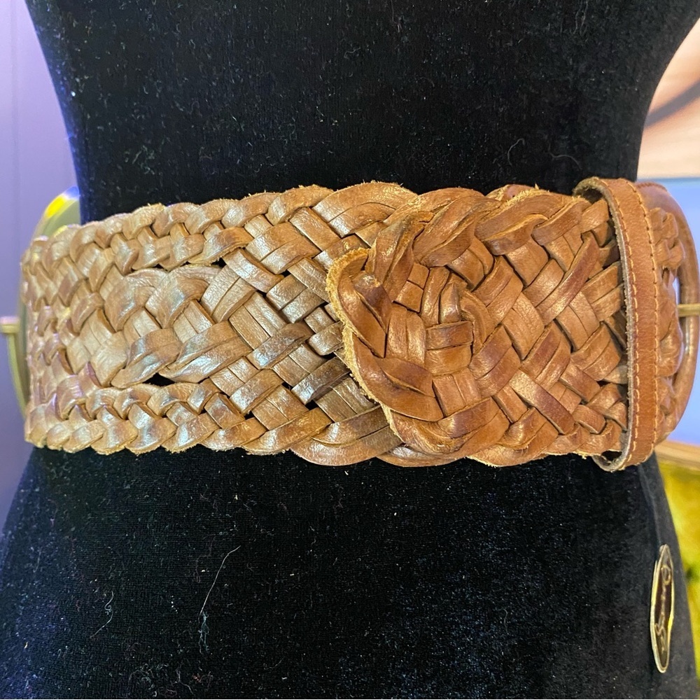 NWT Vintage Omega Woven Leather Extra Wide Boho Belt - Picture 3 of 9